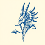 Blue Ink Anubis Tattoo