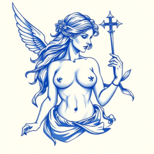 Blue Ink Aphrodite Tattoo