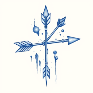 Blue Ink Arrow Tattoo