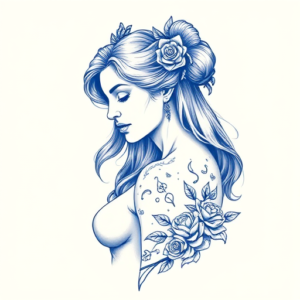Blue Ink Artemis Tattoo