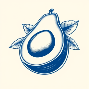 Blue Ink Avocado Tattoo