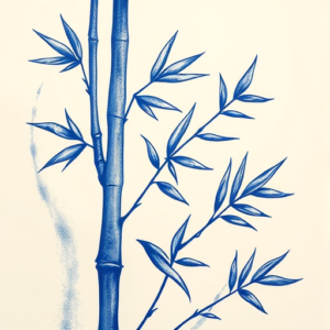 Blue Ink Bamboo Tattoo