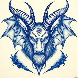 Blue Ink Baphomet Tattoo