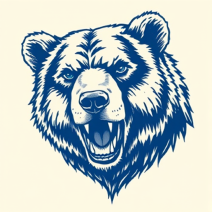 Blue Ink Bear Tattoo