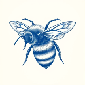 Blue Ink Bee Tattoo