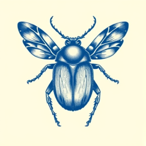 Blue Ink Beetle Tattoo
