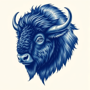 Blue Ink Bison Tattoo