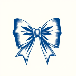 Blue Ink Bow Tattoo