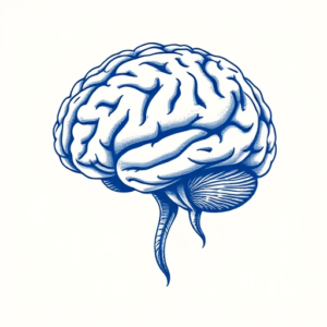 Blue Ink Brain Tattoo
