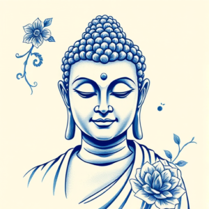 Blue Ink Buddha Tattoo