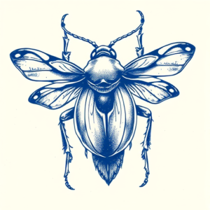 Blue Ink Bug Tattoo