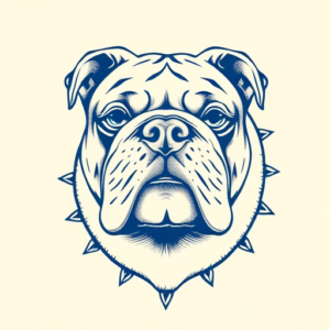 Blue Ink Bulldog Tattoo