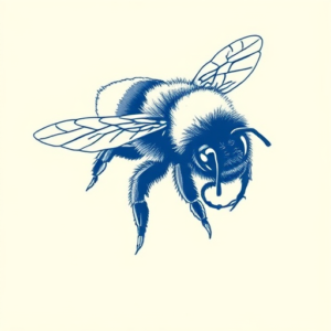 Blue Ink Bumblebee Tattoo
