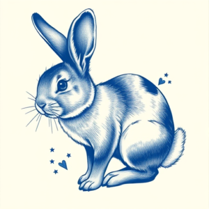 Blue Ink Bunny Tattoo
