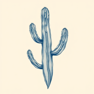 Blue Ink Cactus Tattoo