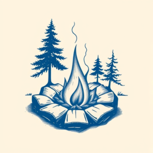 Blue Ink Campfire Tattoo