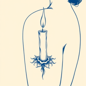 Blue Ink Candle Tattoo