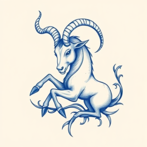 Blue Ink Capricorn Tattoo