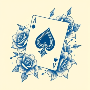 Blue Ink Card Tattoo