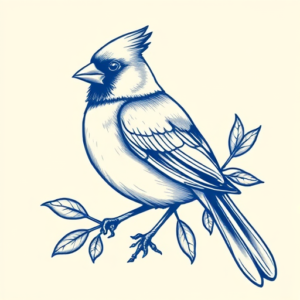 Blue Ink Cardinal Tattoo