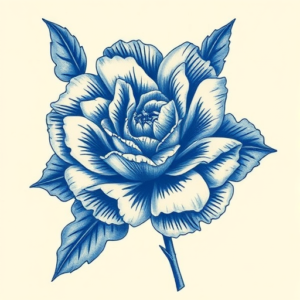 Blue Ink Carnation Tattoo