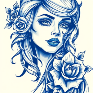 Blue Ink Catrina Tattoo