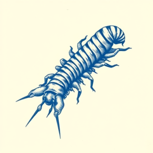 Blue Ink Centipede Tattoo