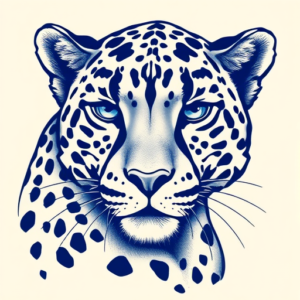 Blue Ink Cheetah Tattoo