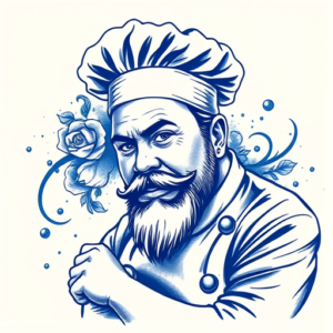 Blue Ink Chef Tattoo