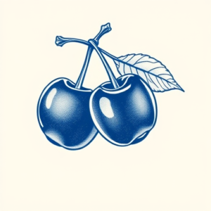 Blue Ink Cherry Tattoo