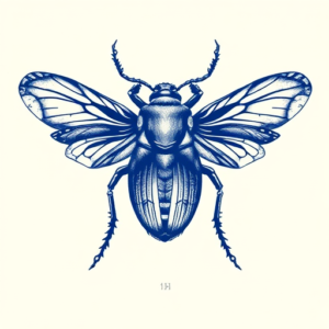 Blue Ink Cicada Tattoo