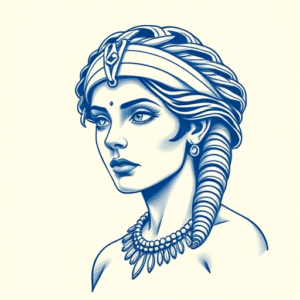 Blue Ink Cleopatra Tattoo