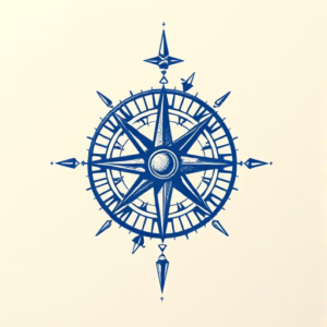 Blue Ink Compass Tattoo
