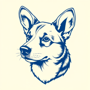 Blue Ink Corgi Tattoo
