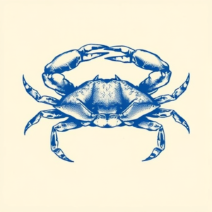 Blue Ink Crab Tattoo