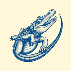 Blue Ink Crocodile Tattoo