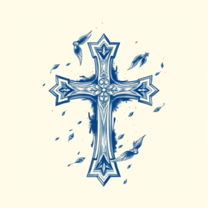 Blue Ink Cross Tattoo