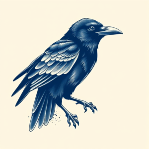 Blue Ink Crow Tattoo