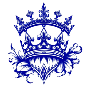 Blue Ink Crown Tattoo