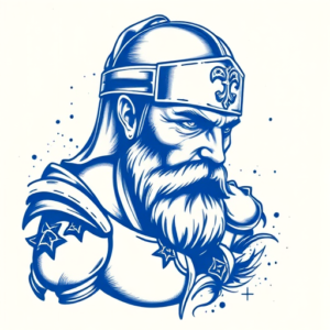 Blue Ink Crusader Tattoo