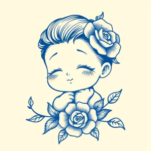 Blue Ink Cute Tattoo