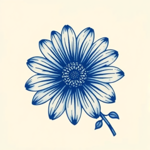 Blue Ink Daisy Tattoo