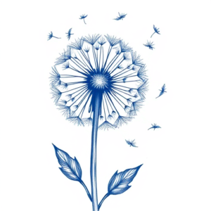 Blue Ink Dandelion Tattoo