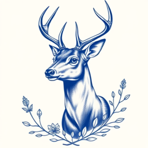 Blue Ink Deer Tattoo