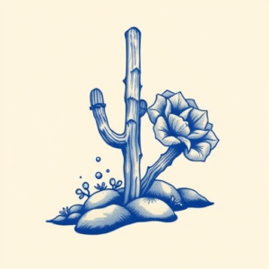 Blue Ink Desert Tattoo