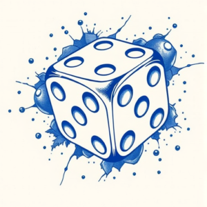 Blue Ink Dice Tattoo