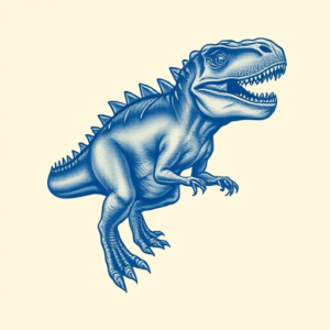 Blue Ink Dinosaur Tattoo