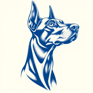 Blue Ink Doberman Tattoo