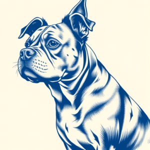 Blue Ink Dog Tattoo