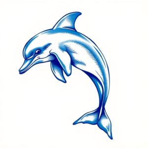 Blue Ink Dolphin Tattoo